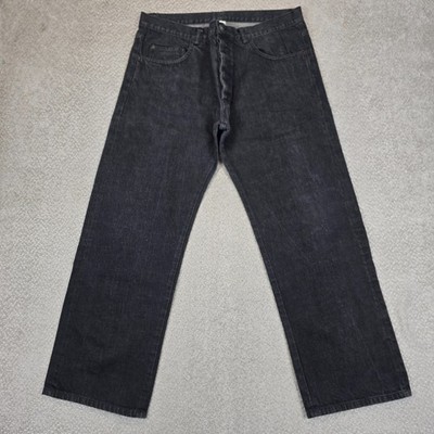 Japanese Selvedge Jeans Loose Fit NOM06 Black Denim Made In Italy Men W39 L32