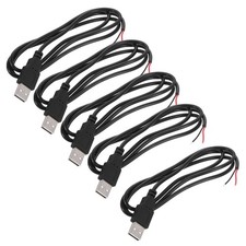 Micro USB Male to 2Pin Bare Wire 24AWG 39", 5Pcs Open End Pigtail Power Cable