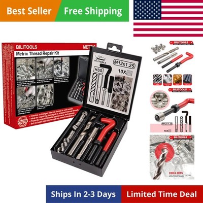 M12x1.25 Thread Repair Kit, HSS Drill Helicoil Repair Kit Metric
