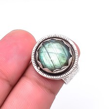 Labradorite - Madagascar Oxidised 925 Sterling Silver Ring S.7 R7 Christmas Gift