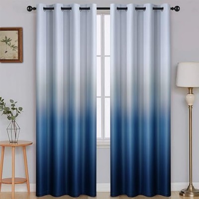 Ombre Room Darkening Curtains for Boys Bedroom, Light Blocking Gradient Grey ...