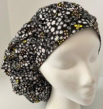 Bees and Floral Print Size Large Medical Bouffant Scrub Cap Surgery Hat