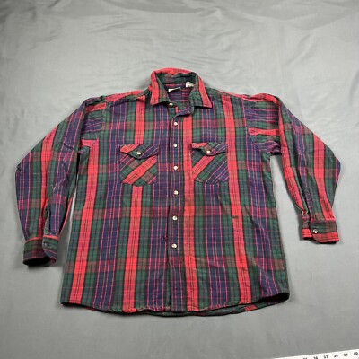 Vintage FIVE BROTHER Tallman Plaid Heavy Flannel Shirt Size Large Tall USA