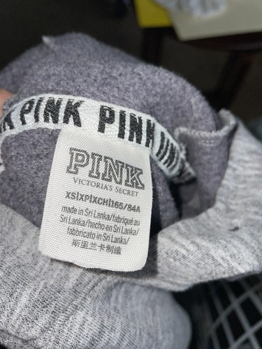 Pink Junior sz. XS gray crop hoodie. Cute, comfortable - Picture 2 of 7