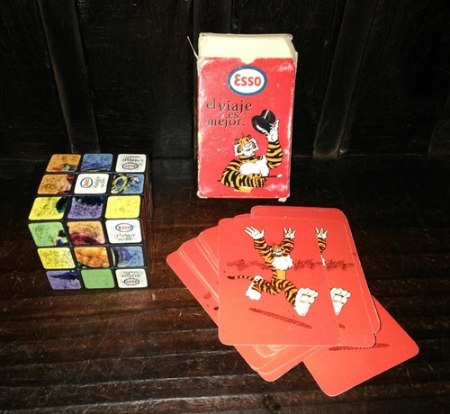 VINTAGE RARE ESSO TIGER ARGENTINA PLAYING CARDS DECK + RUBIK CUBE AD LOT - Picture 5 of 7