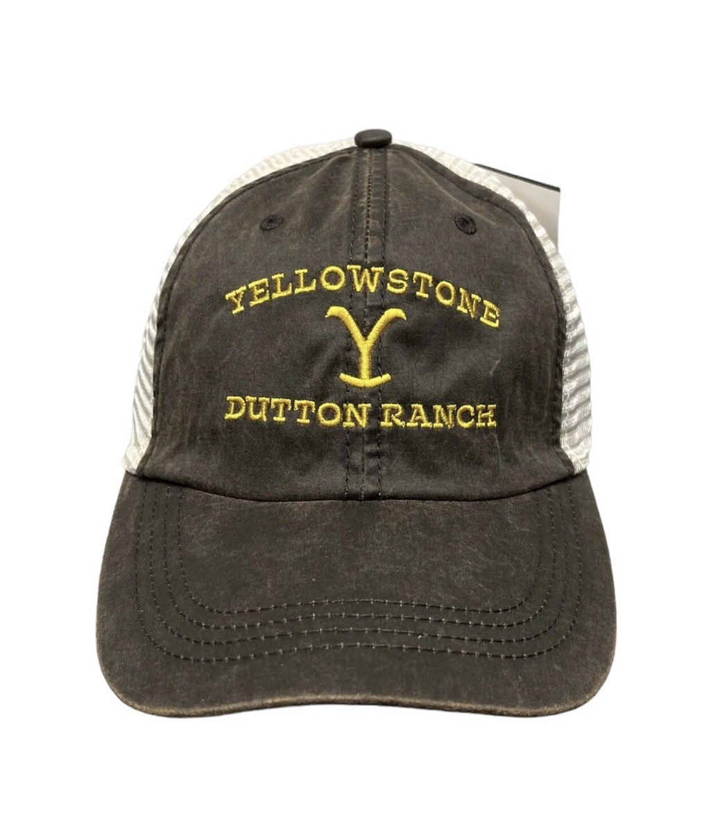 YELLOWSTONE Dutton Ranch Hat Cap Brown Washed Mesh Adjustable NEW