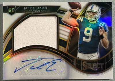 JACOB EASON 2020 Select Jumbo Rookie Signature Swatches White Prizm RC 28/75