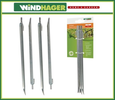 Windhager 4x V-Form Erdnägel für Folien, Segel u, Zelt und Abdeckplanen 25 cm