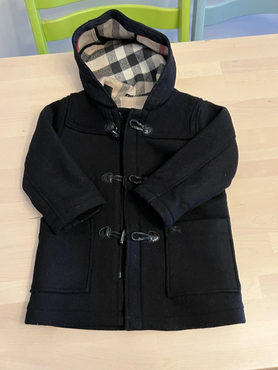Burberry Kids Black Hooded Wool Duffle Coat Size 3Y 94cm eBay