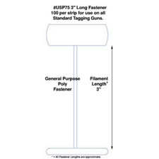 1 Box, Tagging Gun Fasteners, Spaced Poly, USP-75 Micro, 10,000 Box, 3", clear
