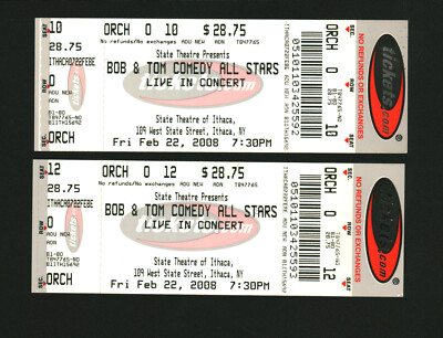 The Bob & Tom Comedy All Stars Live In Concert 2 COMPLETE Tickets 2008 Ithaca NY