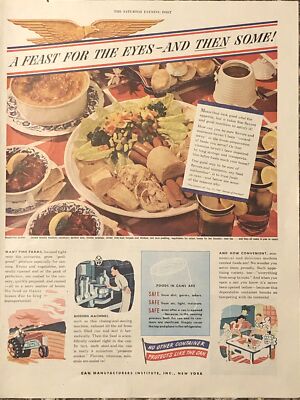 1946 Can Manufacturers Institute VTG 1940s PRINT AD No Container Protects Like