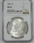 1899 Morgan Dollar CERTIFIED NGC MS 63 Silver Dollar