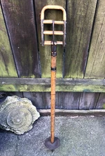 Antique Edwardian shooting hunting walking stick folding seat bamboo metal 35"