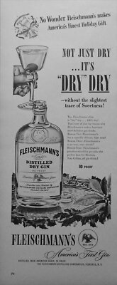 1947 Vintage Magazine Page Ad for Fleischmann s Distilled Dry Gin