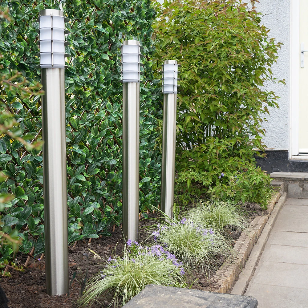 Modern Outdoor Garden Lighting IP44 Stainless Steel Bollard 450mm 1000mm Lights - Picture 2 of 10
