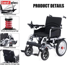 500W Dual Motor Electric Wheelchair Folding Mobility Aid Motorized Wheelchair US