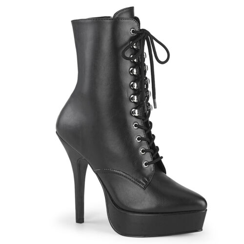 INDULGE-1020 Devious sexy Damen High Heels Plateaustiefeletten schwarz Lederlook - Bild 1 von 1