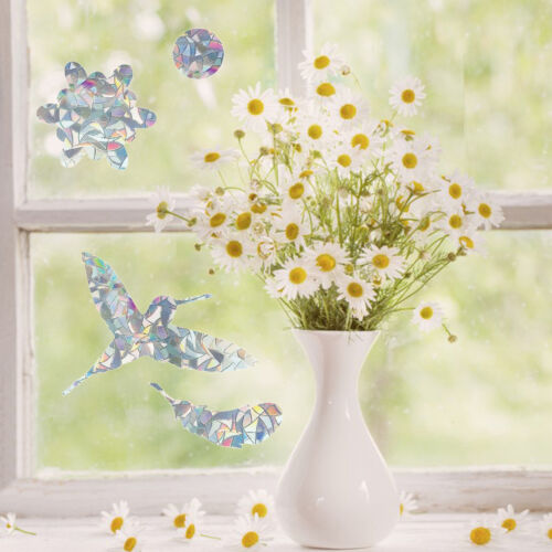 24 Pcs Anti-Collision Window Bird Strike Cling Stickers Glass Alert Prism Decals - Picture 2 of 9