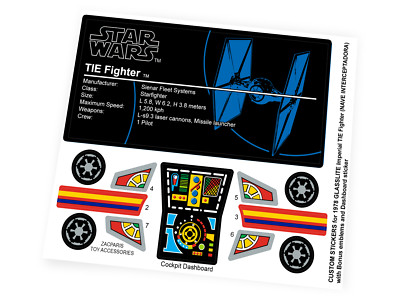 Custom Star Wars Glasslite Tie Fighter stickers NAVE INTERCEPTADORA with Extra's