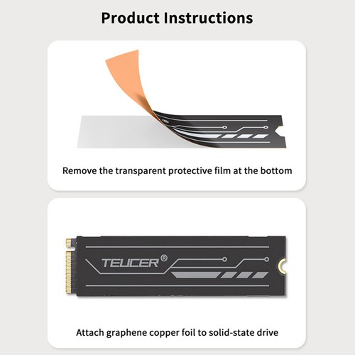 M.2 2280 SSD Cooling Sticker Dual-Layer Graphene Heat Sink And Copper Foil D _ha - Photo 6/12