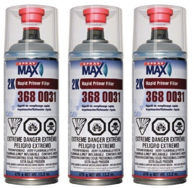 Spray Max 2K Rapid Primer Filler Gray- 3680031 (3 Pack)