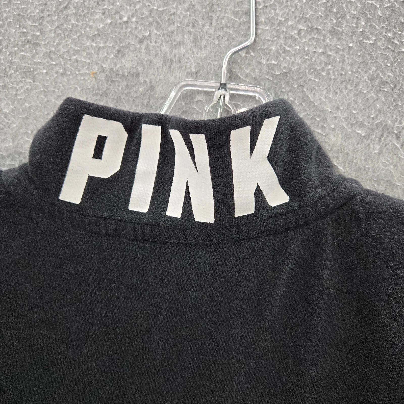 victoria-secret-vs black logo 1/4 zip long sleeve mock sweatshirt