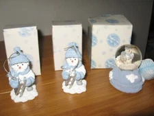 Lot of 3 Encore Group Christmas Ornaments - Snowmen Orig Box 