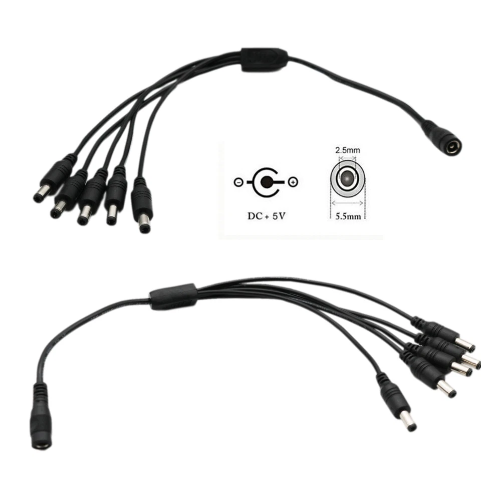 CCTV DC Power Plug 1 Female To 5 Male Plug Cable Splitter 5.5mm x 2.5mm Adapter - Image 3 of 4