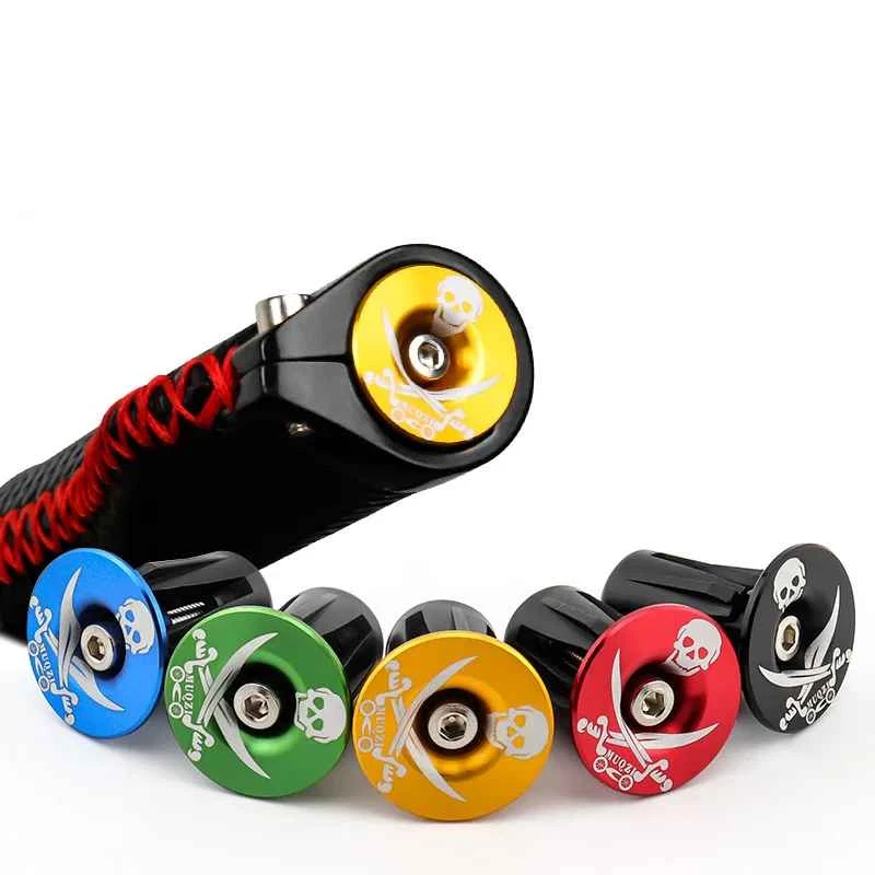 1 par de tapones de aluminio para manillar de bicicleta MTB bicicleta de carretera barra elevadora plana tapa de agarre Foto 4 de 4