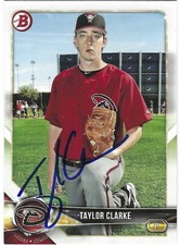 TAYLOR CLARKE SIGNED 2018 BOWMAN PROSPECTS BASEBALL CARD ARIZONA DIAMONDBACKS