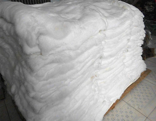 Real Rabbit Fur White Blanket & Real Fur Carpet Rug Throw Leather Fur Carpet - Picture 6 of 8