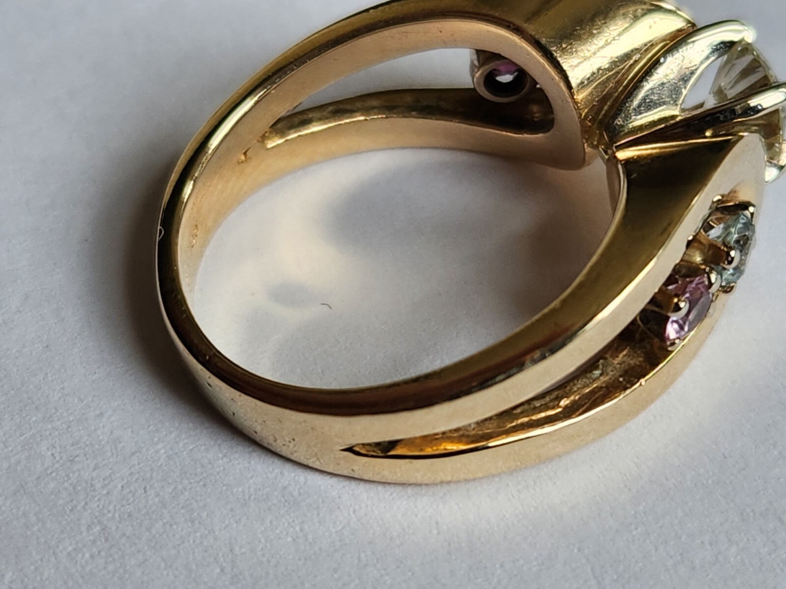 14K Solid Gold Diamond Solitaire Multi-Colored Ge… - image 8