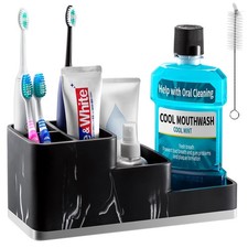 Toothbrush Holder for Bathroom, Bathroom Organizer Countertop, 5 Compartment ...