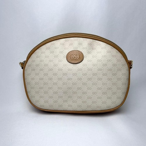 GUCCI Vintage GG Shoulder Bag Crossbody Off White Beige Italy  Preowned Auth