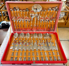 Vintage Italian Silver Plate Kings Pattern 51 Piece Cutlery Set