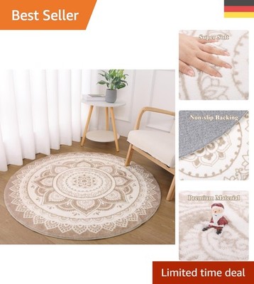 Weicher Runde Teppich 120 cm - Rutschfest für Schlafzimmer, Wohnzimmer & Küche
