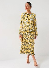 Very Ruffle Lemon Print Midi Dress – White & Yellow – Size 12 - BMWT RRP £89