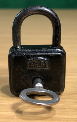 Vtg ABUS Padlock with Working Skeleton Key * probably German