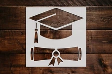Graduation Hat and Diploma Stencil - Art and Wall Stencil