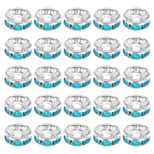 8Mm Rondelle Spacer Perlen, 50 StüCk Kristall Strass Perlen Spacer, Blau-image