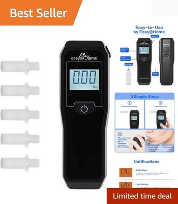 Professional-Grade Portable Breathalyzer with Color Backlit Display & 5 Mouth...