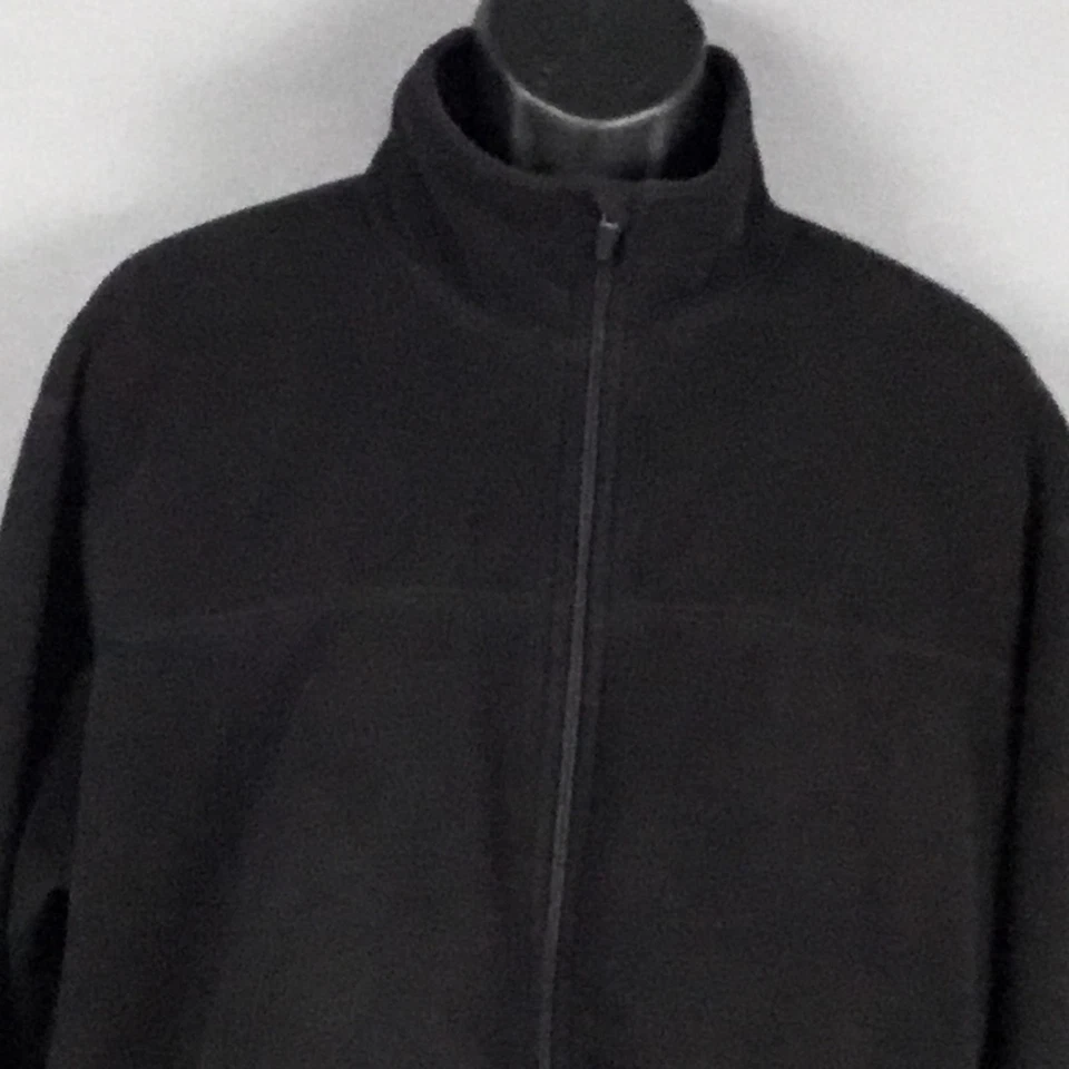 Lands End Fleece Jacket Mens XL Black Full Zip Mock Neck Pockets Regular Fit - Image 3 of 4