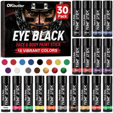 30P Eye Black Sticks, 15 Colors Anti-Glare Face Paint for Sports