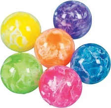 Fun Express Neon Marbleized Bouncy Balls - Bulk Set of 48 Small Assorted 