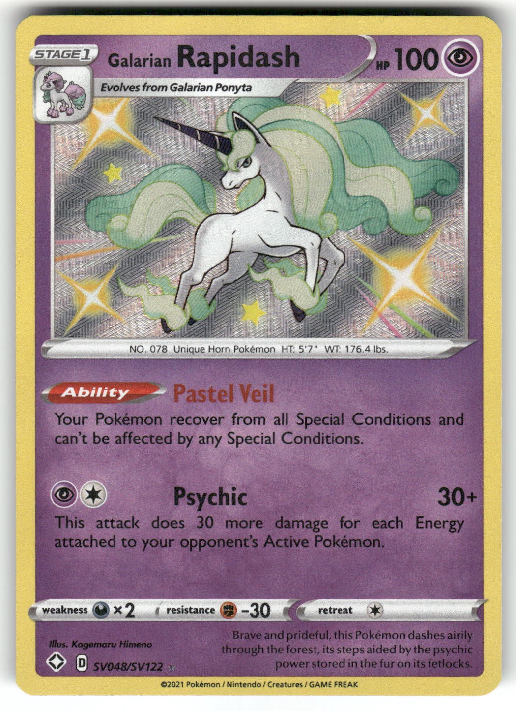 Galarian Rapidash SV048/SV122 Pokemon Shining Fates: Shiny Vault Shiny Holo Rare