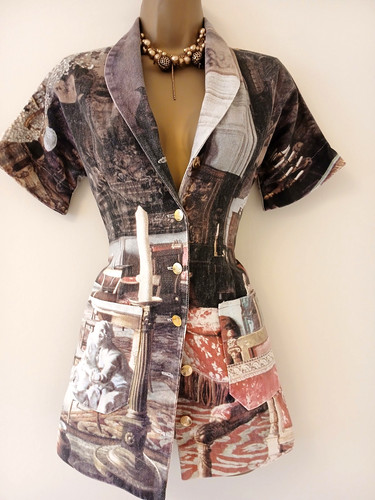 Vivienne Westwood, RARO mini abito denim stampa salone Vivienne Westwood vintage 1992