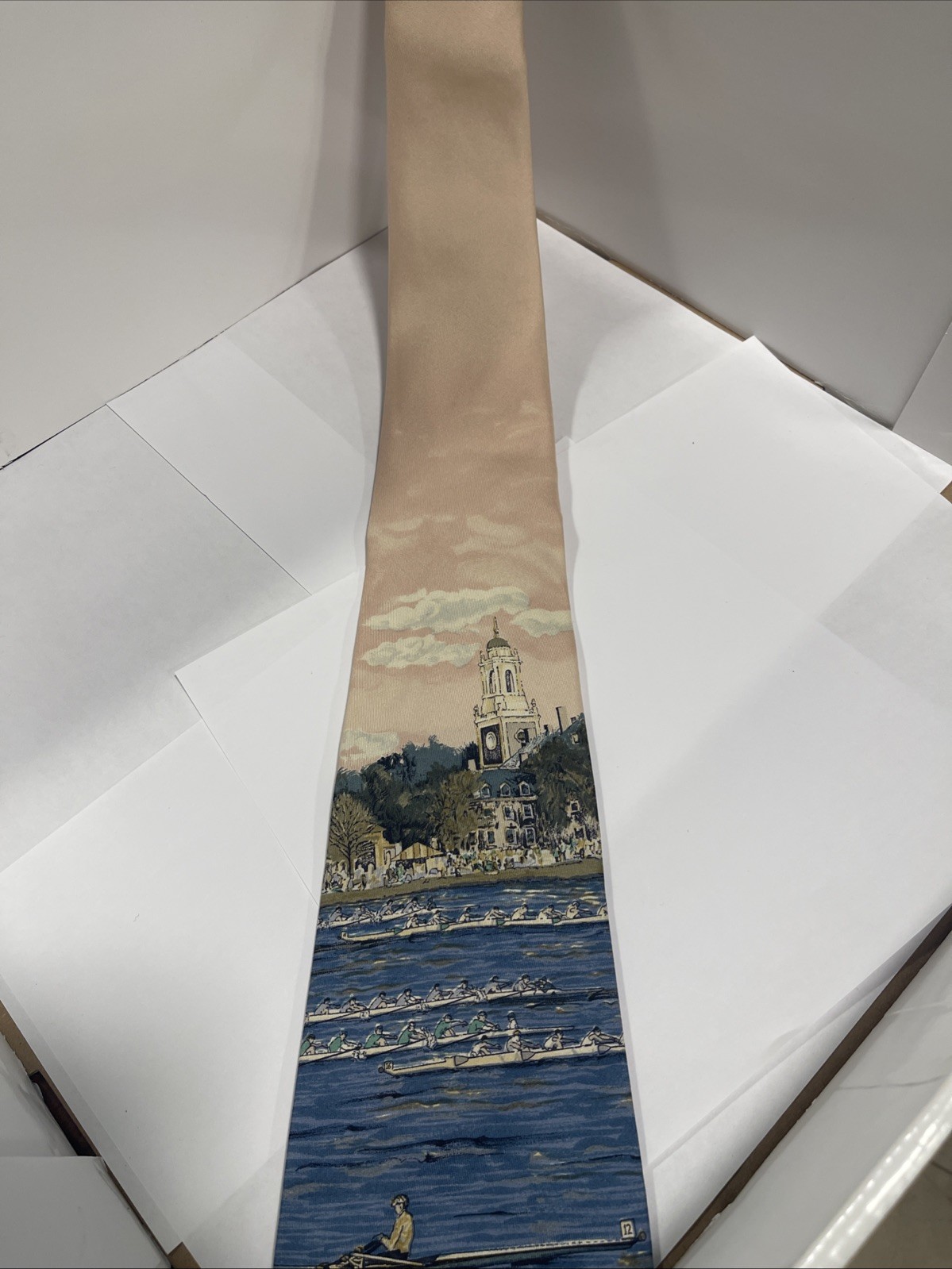 VTG Polo Ralph Lauren Rowing Bout And Pink Necktie 100percent Silk Hand Made Rare image 8