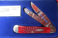 Case XX 1995 World Series Baseball Champion 2 Blade Knife Red Bone Handles NIB