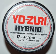 yo zuri hybrid fluorocarbon 12lb hi-vis yellow 600yds spool fishing line NEW